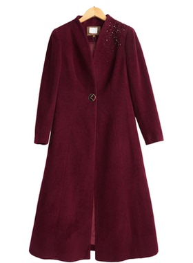 慕天姿精选品牌女装高端时尚气质百搭酱紫红大衣慕天姿A4-33251