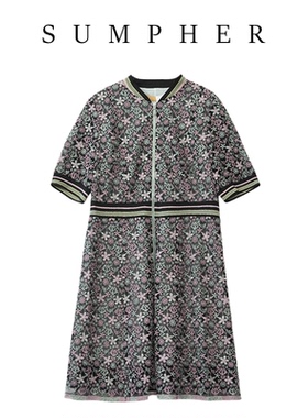 睐家精选品牌女装高端休闲时尚气质百搭女绿花色连衣裙睐A2-15087