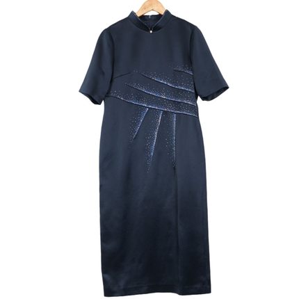 【六礼】精选品牌女装高端时尚气质百搭藏蓝色连衣裙A2-17085