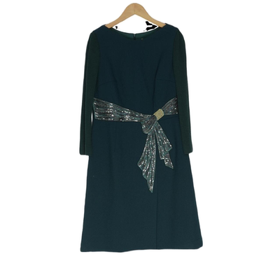 睐牌精选品牌女装高端休闲时尚气质百搭女墨绿色连衣裙睐A4-15316