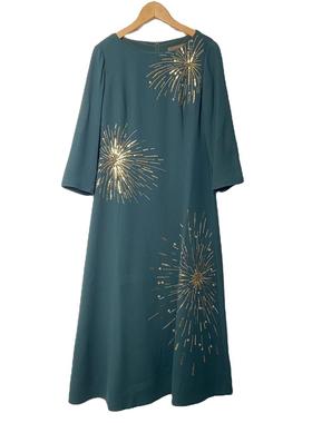 慕天姿精选品牌女装高端时尚气质百搭墨绿色连衣裙慕天姿A4-17261