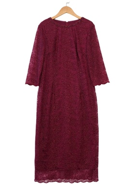 慕天姿精选品牌女装高端时尚气质百搭酒红连衣裙慕天姿A1-17016