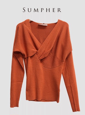 【广州杰哥Jack】Sumpher卓家专柜时尚高端气质橙色毛衣-4841