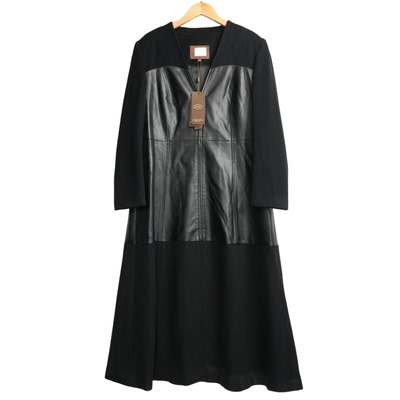 慕天姿精选品牌女装高端时尚气质百搭黑色大衣慕天姿A4-33263