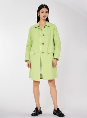 卡利亚里品牌撤柜折扣高端时尚气质百搭果绿色风衣A44-H0168