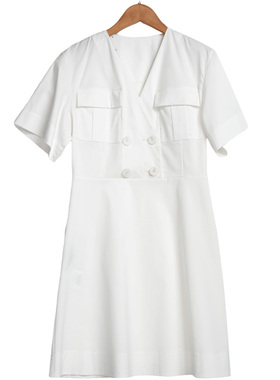 【卡利亚里】A2折扣女装高端洋气百搭气质白色连衣裙-L0033