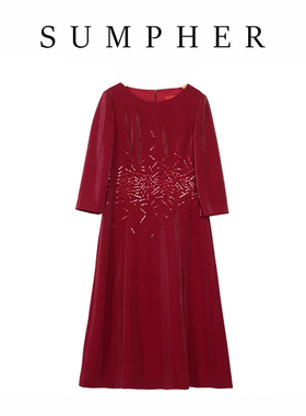 【六礼】精选品牌女装高端时尚气质百搭红色连衣裙-17296