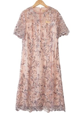 睐家精选品牌女装高端休闲时尚气质百搭女粉花连衣裙睐A2-17298