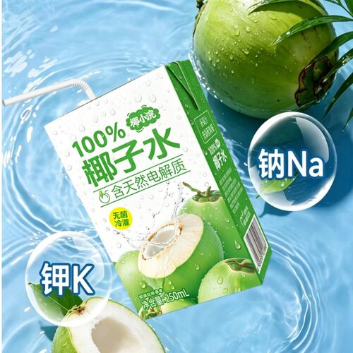 【椰小浣】椰子水爽口解渴250ml电解质补水夏日解渴纯果汁正品保