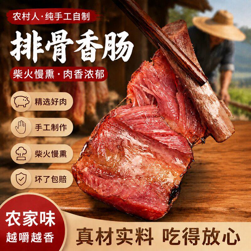 【买一送一】腊香肠排骨四川重庆正宗烟熏腊味手工灌土特产地方特