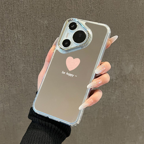 适用华为手机壳ins简约粉色爱心