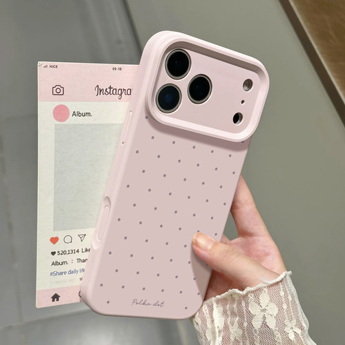 ins风粉色波点适用苹果18手机壳iPhone17promax韩系16plus新款15简约14高级感13小众12磁吸软液态硅胶女款air