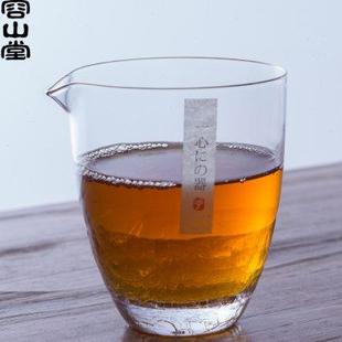 描金冰丝玻璃公道杯 容山堂释水 加厚耐热锤目纹大小号分茶器