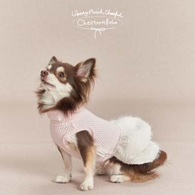 ChestnutBabe 毛绒小蛋糕针织高领毛衣裙 秋冬原创狗狗可爱宠物服