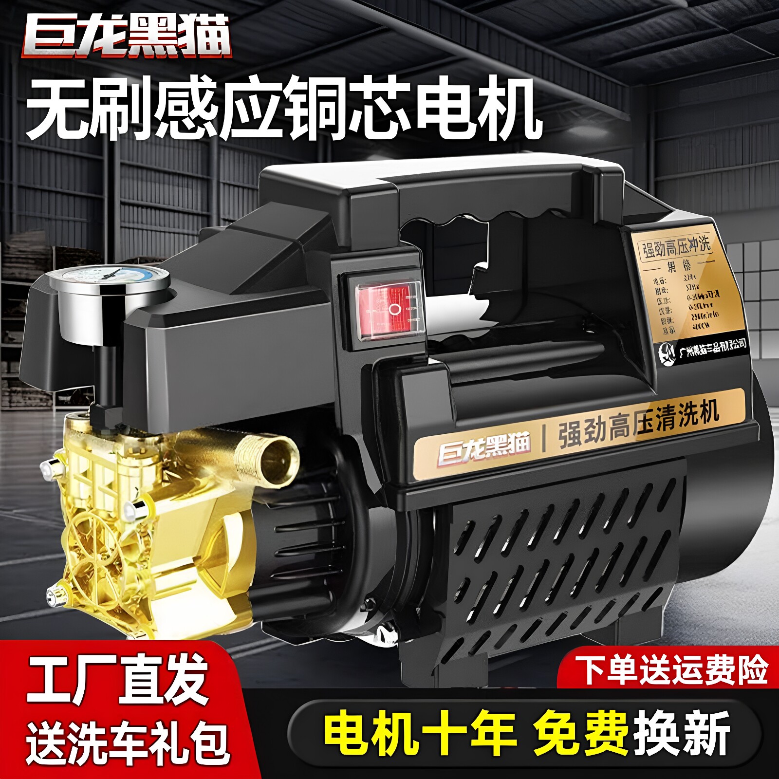 巨龙黑猫洗车机220v铜芯自吸两用