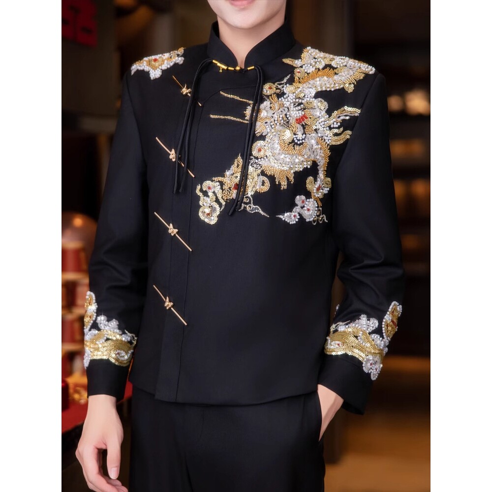 新郎结婚新中式礼服2024男士中山装西装修身敬酒服男款秀禾a5162
