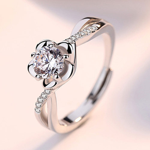 钻石之乡河南商丘镶钻绽梅形戒指潮简约学生清新开口关节指a2468