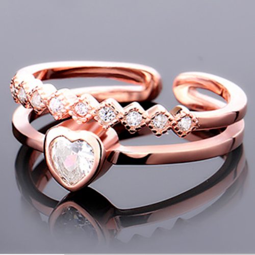 钻石之乡河南商丘韩版新品银戒指星星半爱心镶嵌锆石戒指开a2738