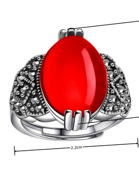 钻石之乡河南商丘欧美黑矿石泰银款红石榴石碧玉髓活口钻戒a2911