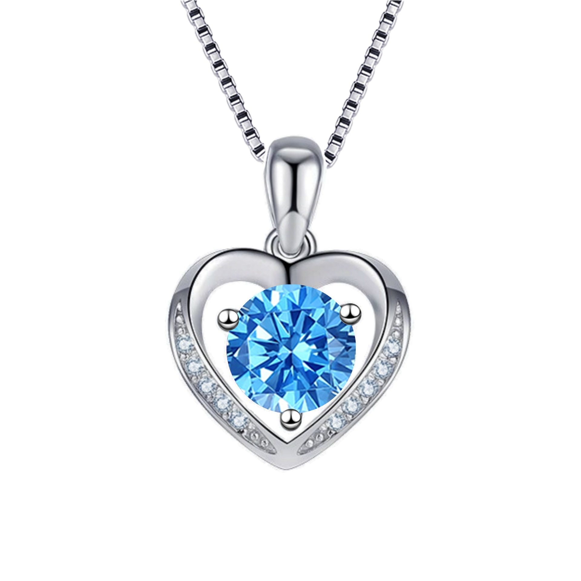 钻石之乡河南商丘气质紫水晶心形银项链女款锁骨链银饰托帕a0089