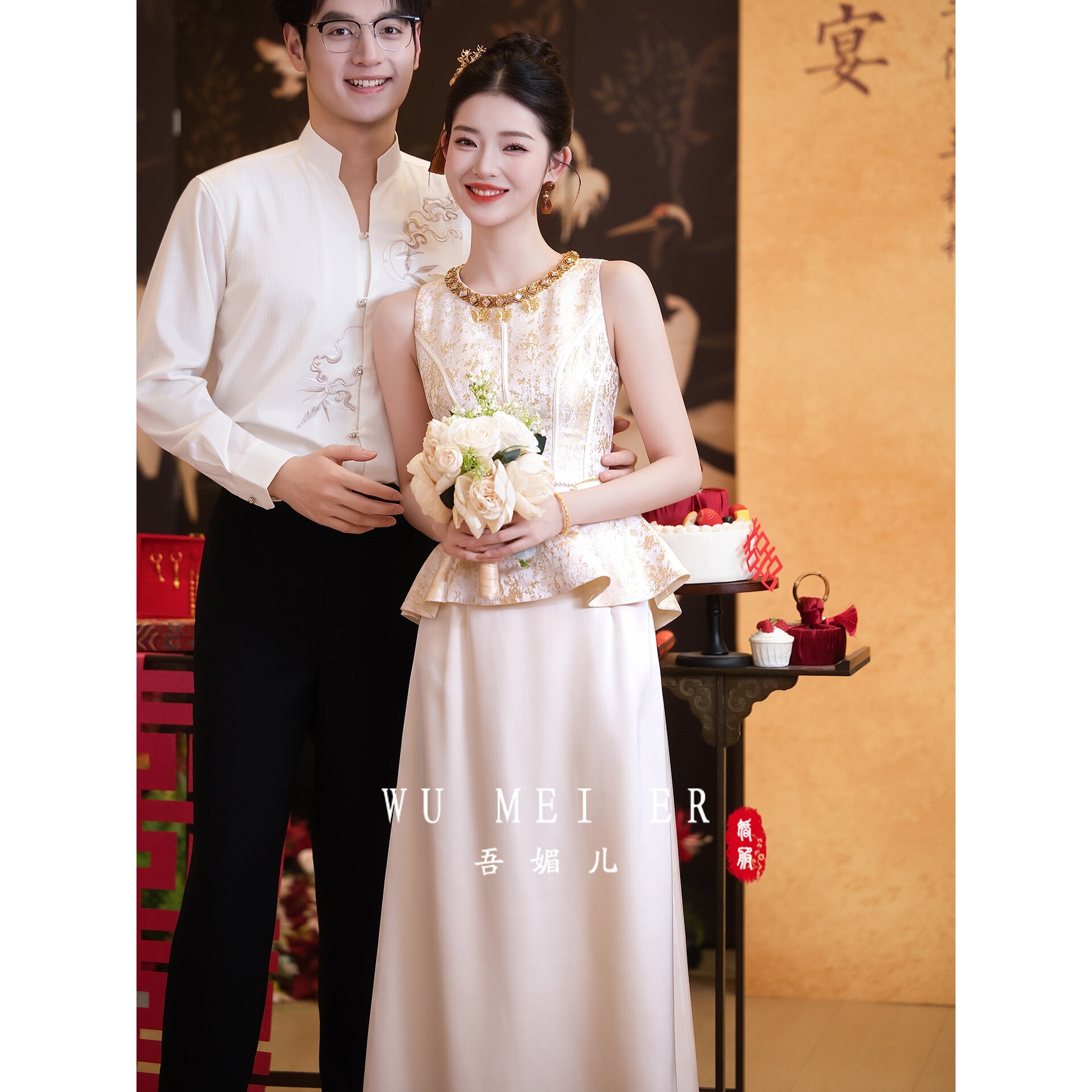 新中式国风订婚礼服2025新款小个子登记回门敬酒服缎面半身a4287