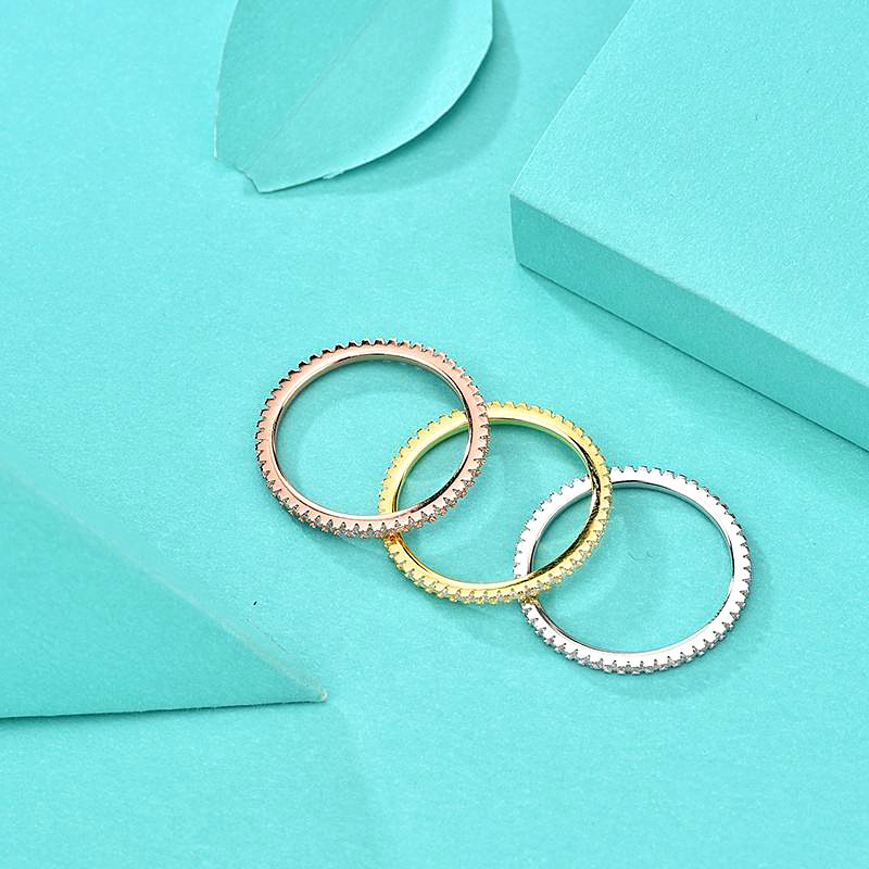 钻石之乡中国商丘S925纯银排钻戒指日系百搭冷淡风锆石指环a0075