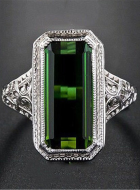 钻石之乡河南商丘wish热卖欧美创意戒指女 天然祖母绿宝石婚a2853