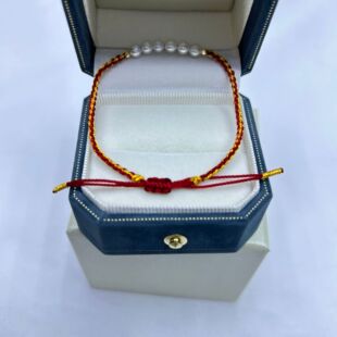 诸暨工厂天然淡水养殖强光珍珠新款18K金6珠红绳时尚手链4-5a2878