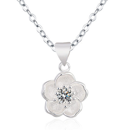 钻石之乡河南商丘清新玫瑰手工樱花可爱桃花吊坠 女镀银项坠a2369