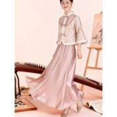 中式 新a4793 国风伴娘秀禾服加绒加厚保暖姐妹团礼服裙女盘扣长袖