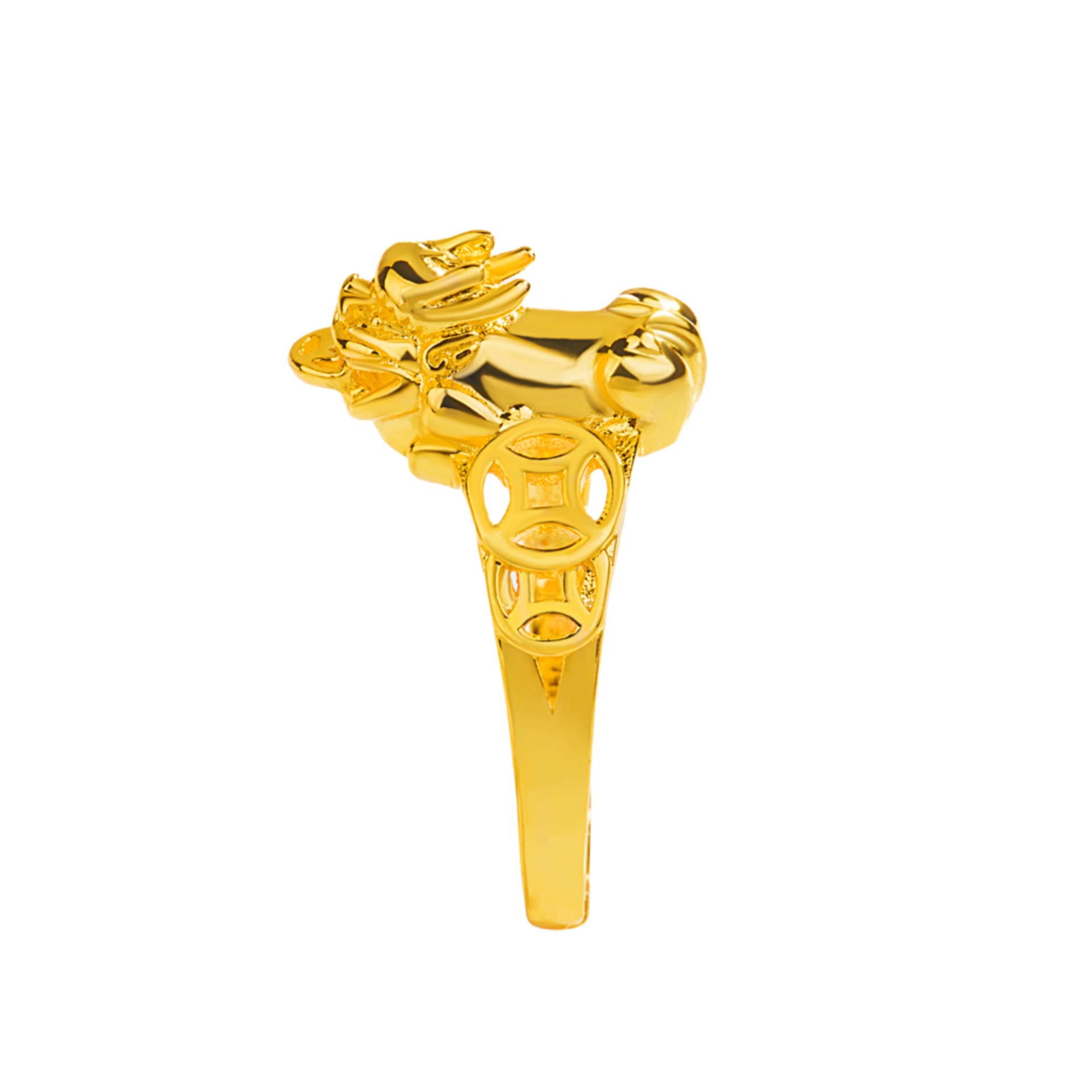 钻石之乡河南柘城河南人工钻石复古转动吉祥小金钱貔貅戒指个性潮