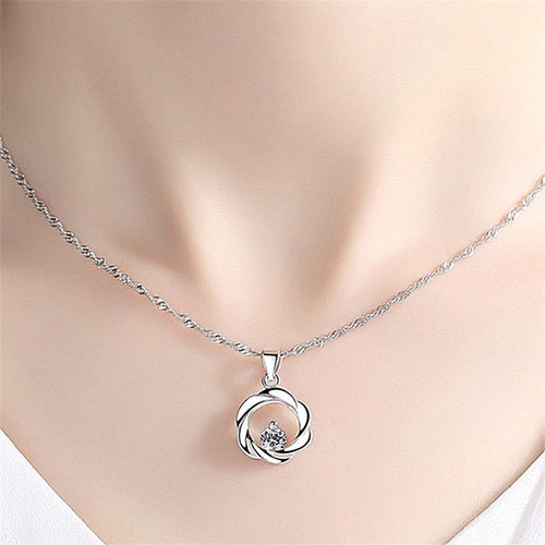 钻石之乡河南商丘网红婉转吊坠项链银锁骨链简约创意缠绵吊a2764