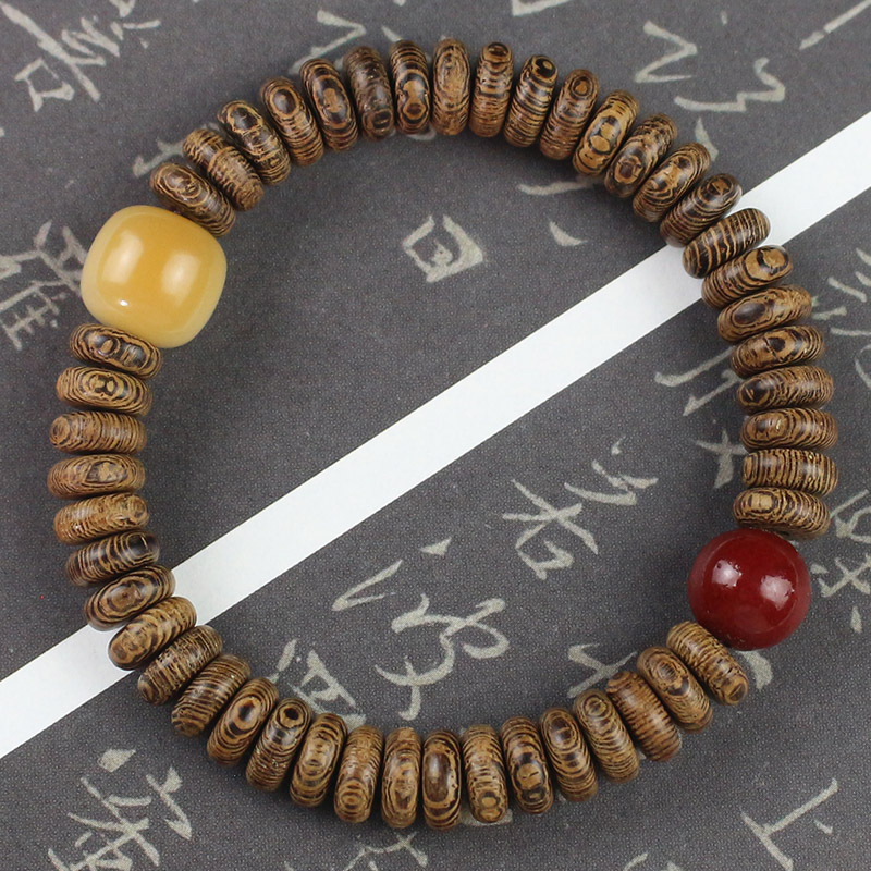 菩提之乡中国海南鸡翅木手串隔片药片珠3*8MM红木佛珠铁刀木文玩