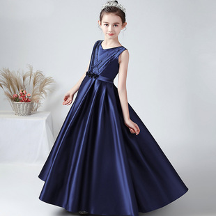 外贸儿童礼服长款公主裙无袖2026新款冬季主持人钢琴表演出a4450