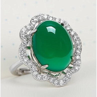 钻石之乡河南柘城河南人工钻石金嘉华复古绿玉髓锆石戒指饰品 玛