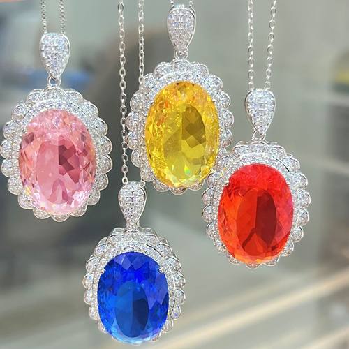 钻石之乡河南商丘直播吊坠戒指20x30大颗粒鸟巢切工椭圆形项a2784