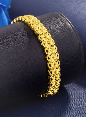 钻石之乡河南商丘网红手工爱心车花交叉手链24K金手链 时髦a2873