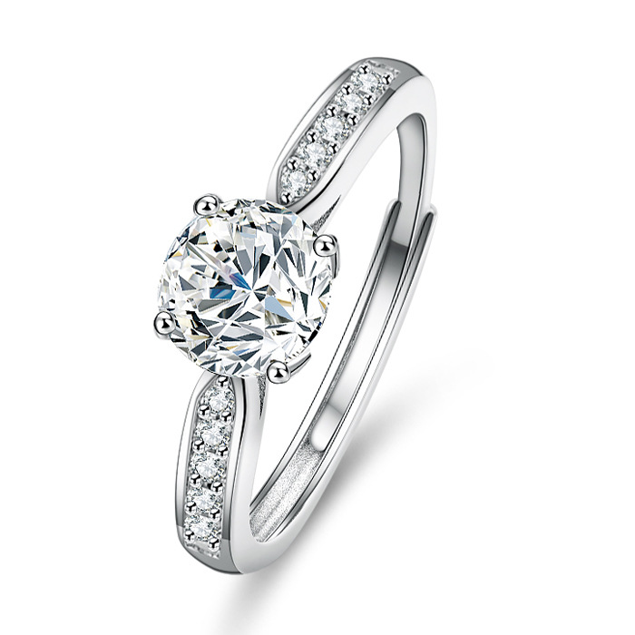 钻石之乡河南柘城精工s925纯银戒指厂家现货一克拉莫桑石戒指韩版