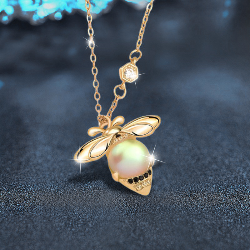 钻石之乡中国商丘原创设计月光石项链小香风不掉色925纯银蜜a0127