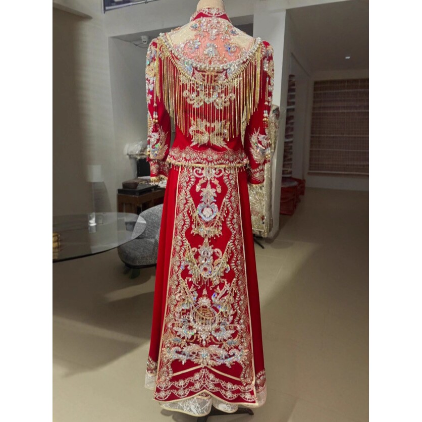 丝绒秀禾服婚服2026新款中式新娘服龙凤褂嫁衣大码秀禾高级a5145