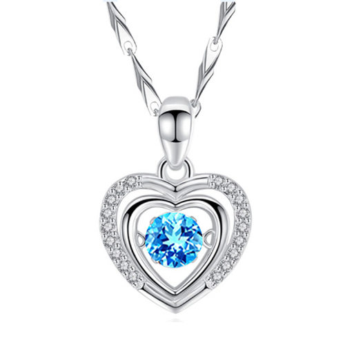 钻石之乡河南商丘韩版灵动心形吊坠银项链 心动恋人之心守护a0131