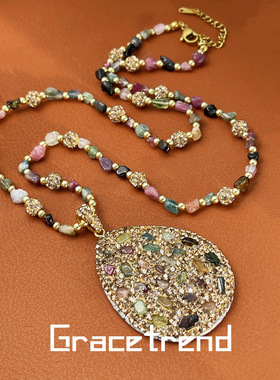 欧美重工复古长款项链女气质水滴耳环个性奢华宫廷风毛衣链 a2992