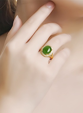 钻石之乡河南商丘推方钻玉髓戒指 镶玉和田玉戒指 岁月流转a2899