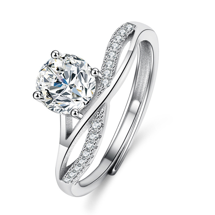 钻石之乡河南柘城精工s925纯银莫桑石戒指女一克拉星河四爪抖音直