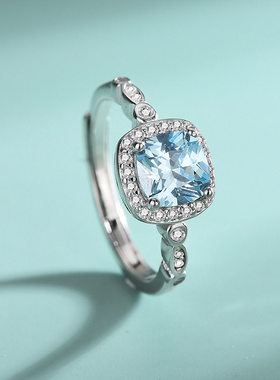 钻石之乡河南钻石商丘钻石S925纯银海洋之心蓝色首饰三件套a2488