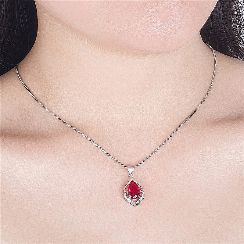 钻石之乡河南商丘韩时尚银项链水滴形吊坠天然紫水晶吊坠项a2400