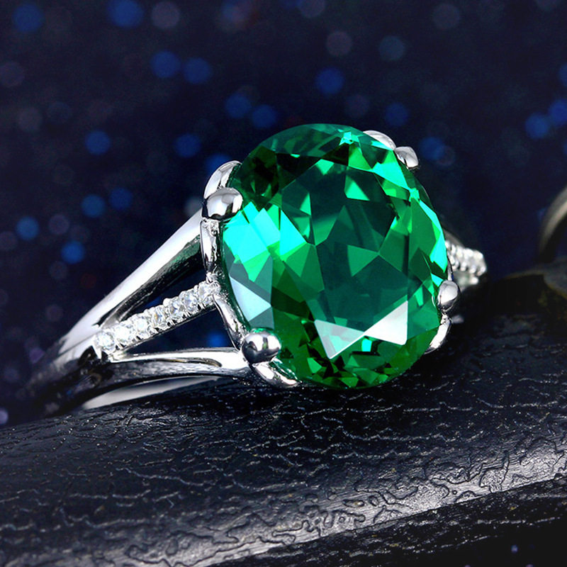 钻石之乡河南商丘欧美跨境热卖开口祖母绿戒指 镀18K白金镶a2724