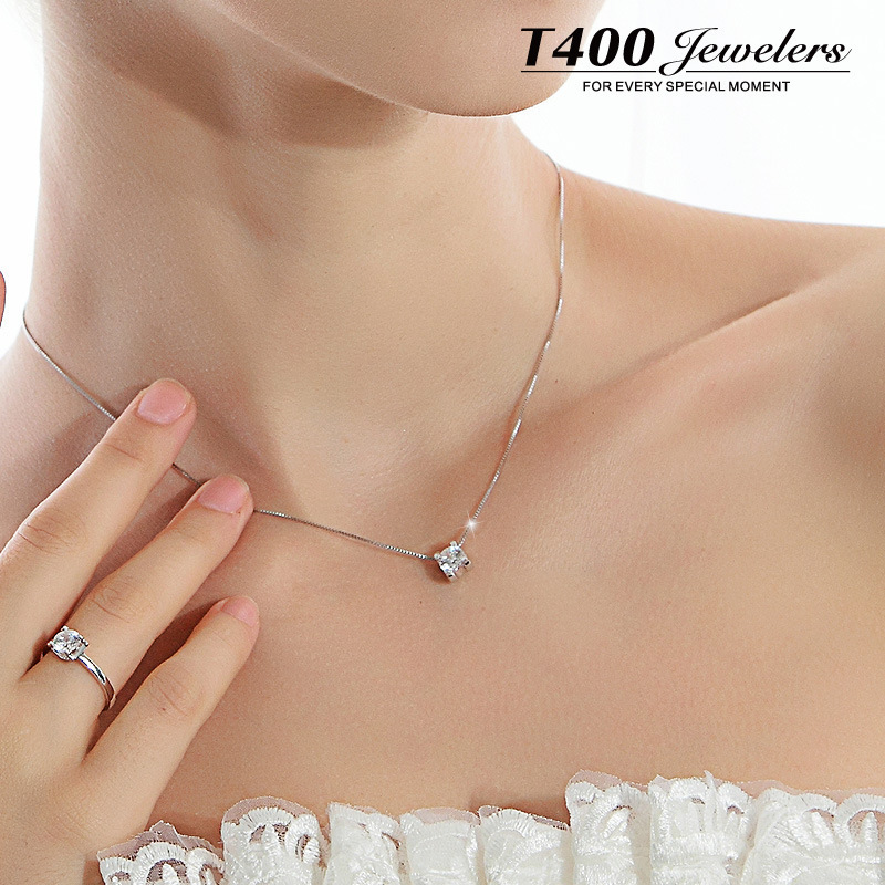 钻石之乡河南柘城河南人工钻石镶嵌牛角四爪锆石项链 短款锁骨韩