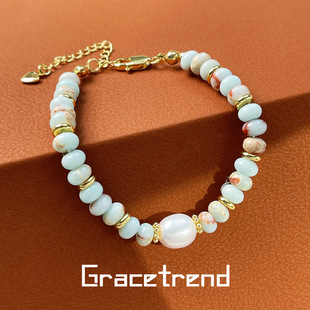 抖音爆款多巴胺彩色天然石项链女夏日套装淡水珍珠手链可定a3143