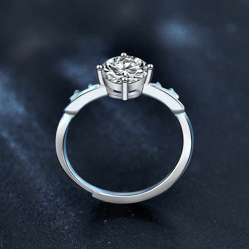 钻石之乡中国商丘一鹿有你莫桑石开口戒指925纯银韩版森系鹿a0089